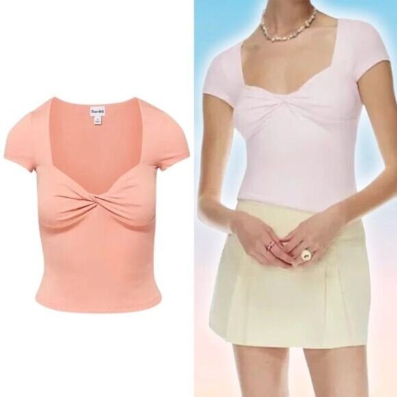 SUNDAY BEST Aritzia Lula Sweetheart Neck Top Sz 2XS Heirloom Pink Rose Heritage - Picture 1 of 5